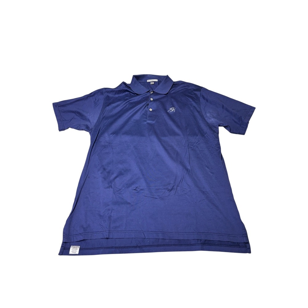 Peter Millar Mens Navy Blue Polo Shirt XL 100% Cotton Embroidered Logo Golf
